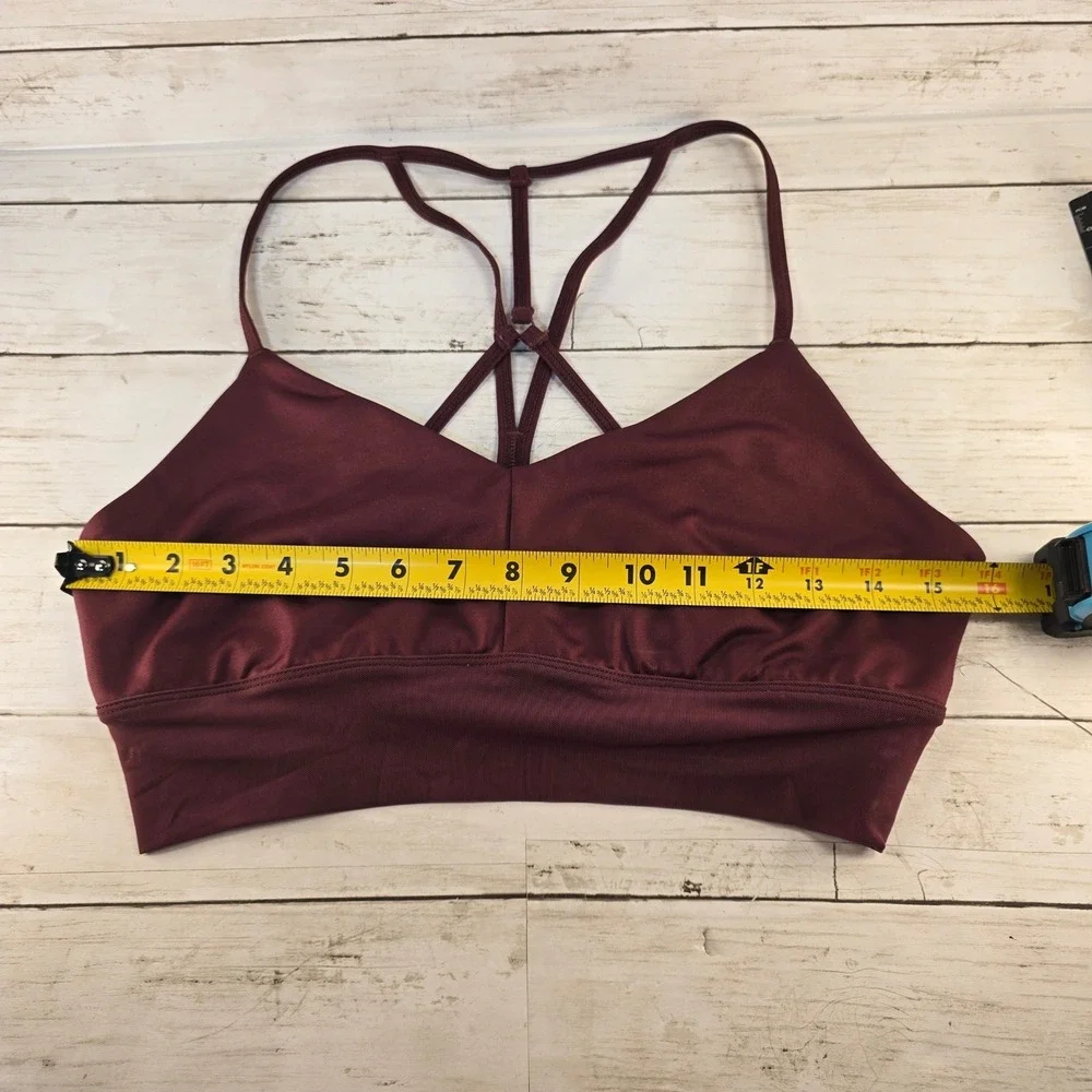 Alo Yoga Strappy V-Neck Sports Bra Burgundy Maroon Racerback Activewear T2229
